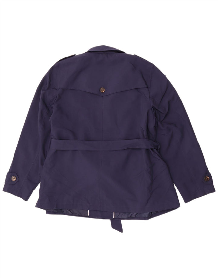 Женский короткий тренч Marks & Spencer UK 22 3XL темно-синий из полиэстера