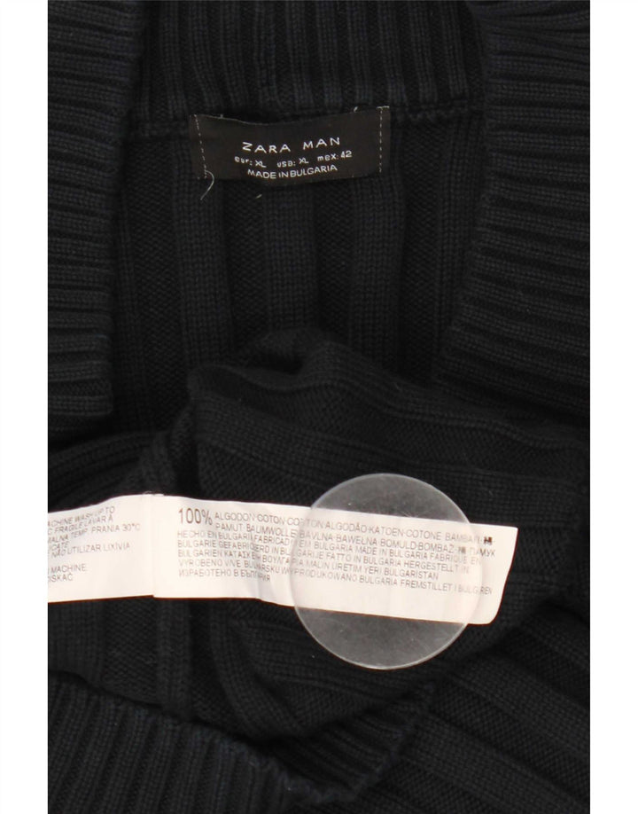 Мужской кардиган Zara XL, темно-синий, хлопок