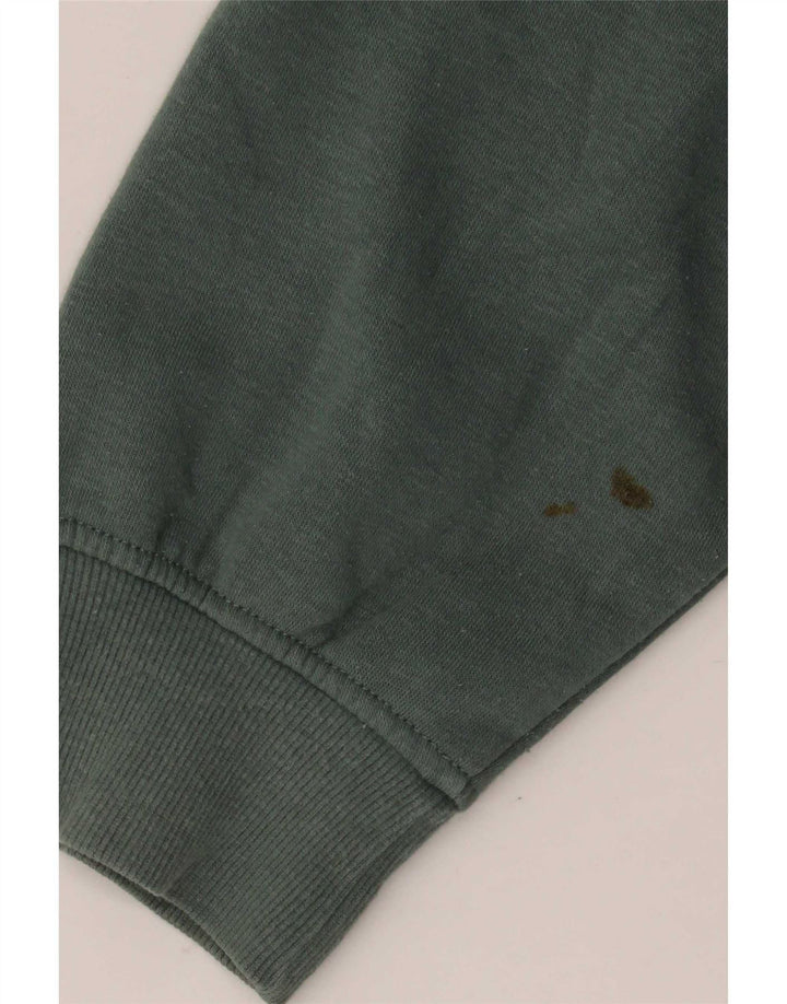 Женский укороченный свитшот оверсайз Zara UK 14, хлопковый средний зеленый цвет
