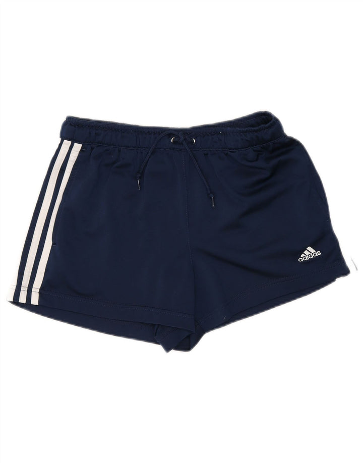 Женские спортивные шорты Adidas UK 10, маленькие, темно-синие в полоску, полиэстер