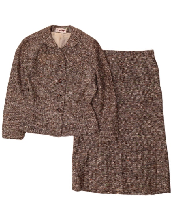 Винтажный женский комплект из 2 предметов юбки на 4 пуговицах, Великобритания, 10 маленьких размеров, W26, серый в крапинку