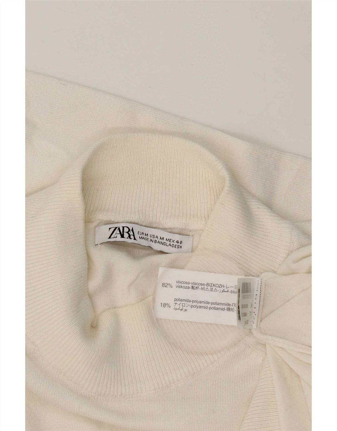 Мужской джемпер с высоким воротником Zara, средний белый вискозный свитер