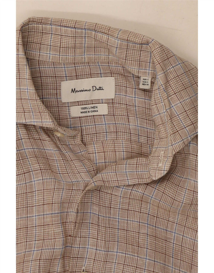 Мужская рубашка Massimo Dutti, маленькая серая клетка в клетку