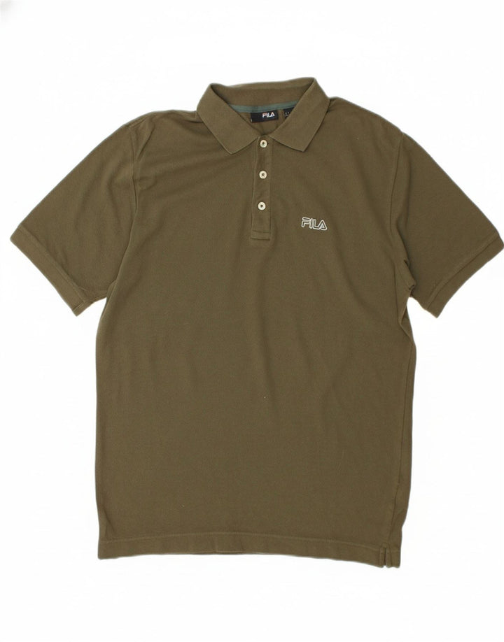 FILA Mens Polo Shirt Medium Khaki Cotton