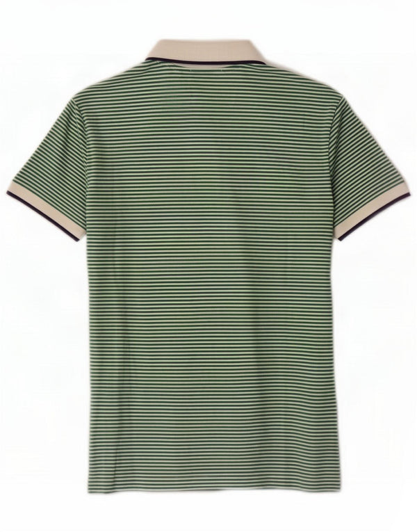 Женская рубашка-поло в стиле милитари Fred Perry UK 14, хлопок в большую зеленую полоску