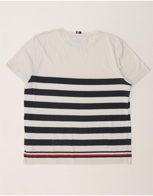 Tommy Hilfiger Mens T-Shirt Top XL White Striped Cotton