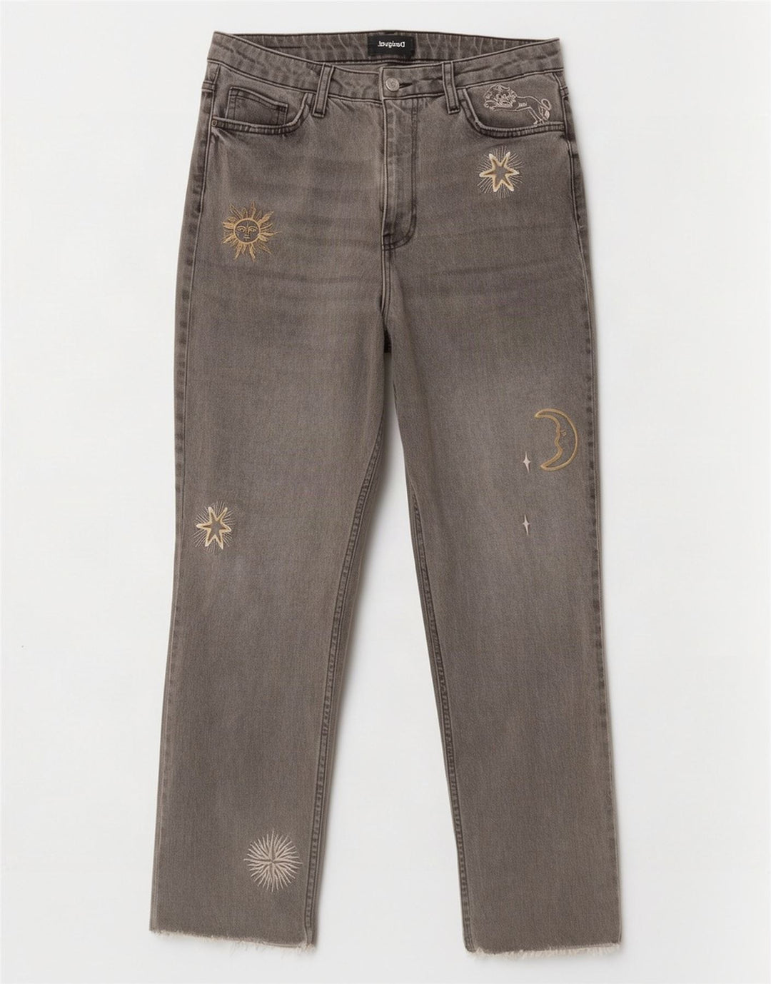 Женские прямые джинсы Desigual с абстрактным узором EU 42, большие W32 L28, серые