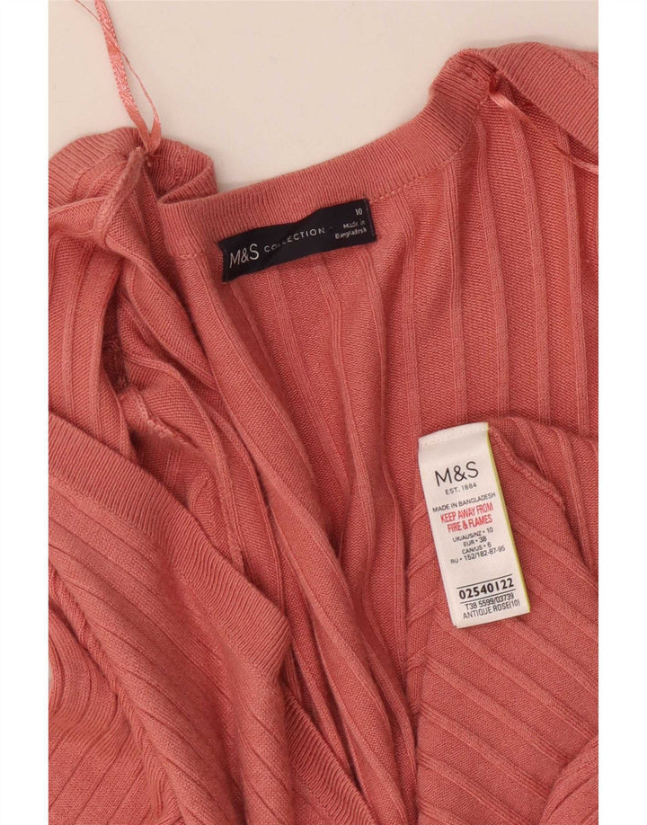 Женский удлиненный открытый кардиган Marks & Spencer UK 10, маленький розовый