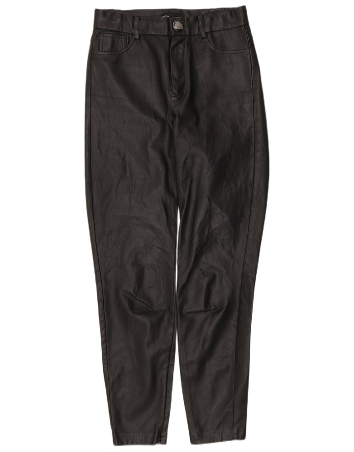 Zara Женские узкие брюки из искусственной кожи, маленькие W26 L27, черные
