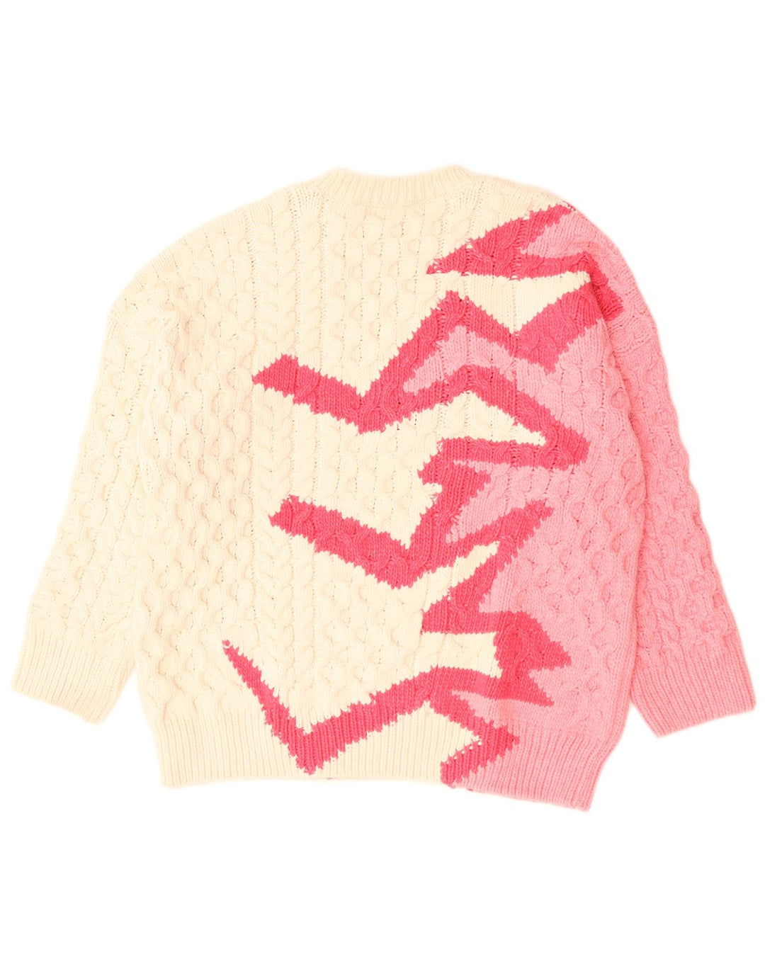 Женский джемпер с круглым вырезом Zara UK 14, средний белый полиэстер