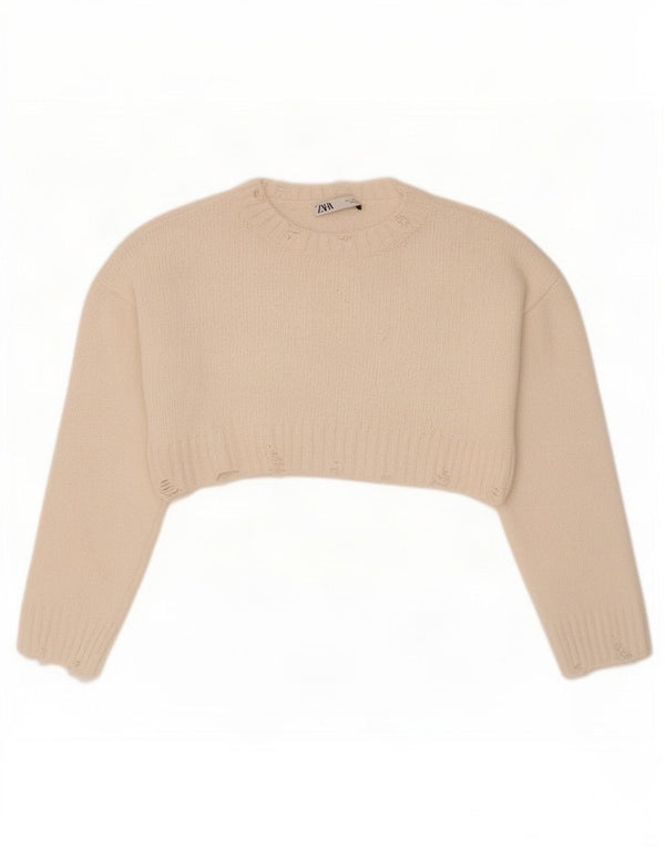 Zara Womens Oversized Bolero Jumper UK 10 Small Off White Polyester
