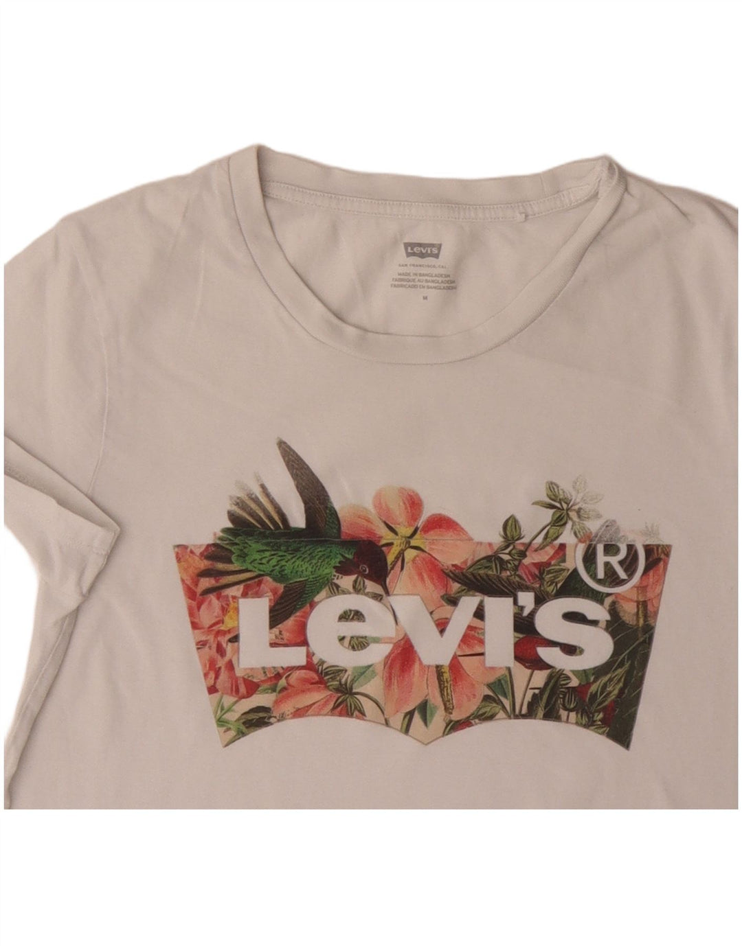 Женская футболка с рисунком Levi's Top UK 12, средний размер, белый хлопок