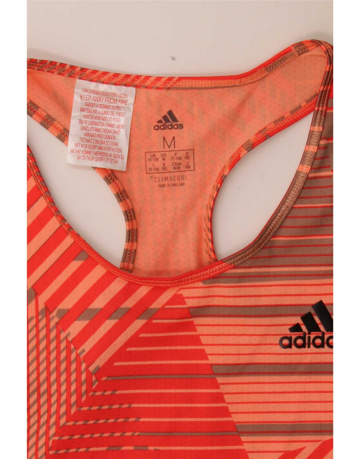 Майка Adidas для девочек 11-12 лет, полиэстер в оранжевую полоску