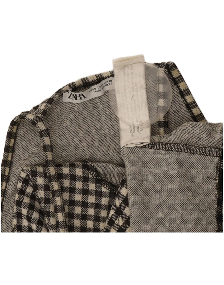 Женский укороченный топ с лямкой на бретельках ZARA UK 8, маленький черный хлопок в мелкую клетку