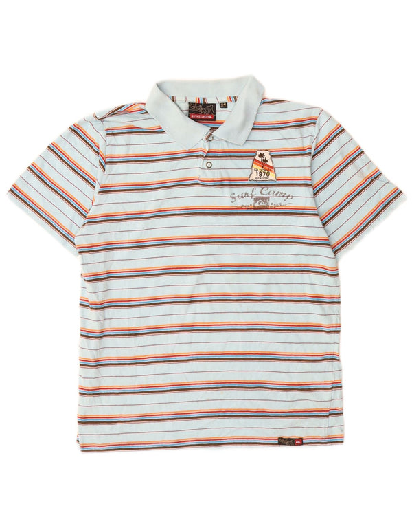 Рубашка-поло с графическим рисунком для мальчиков Quiksilver, 13–14 лет, хлопковая синяя полоска, морской цвет