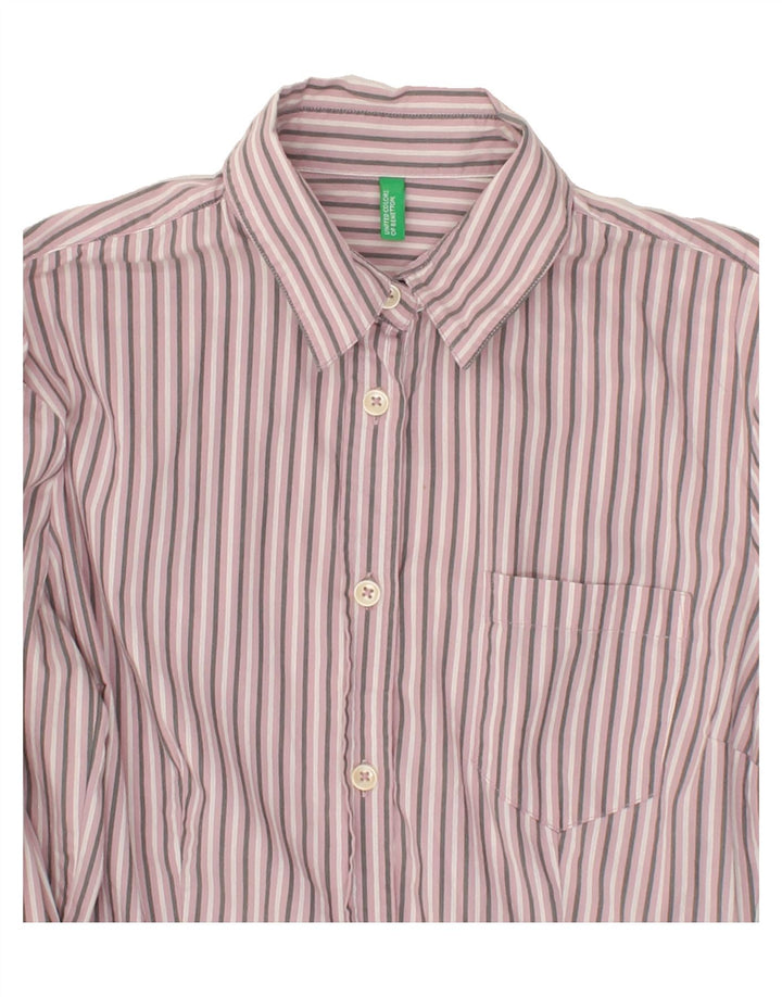 BENETTON Womens Shirt UK 12 Medium Pink Striped Vintage Benetton and Second-Hand Benetton from Messina Hembry 