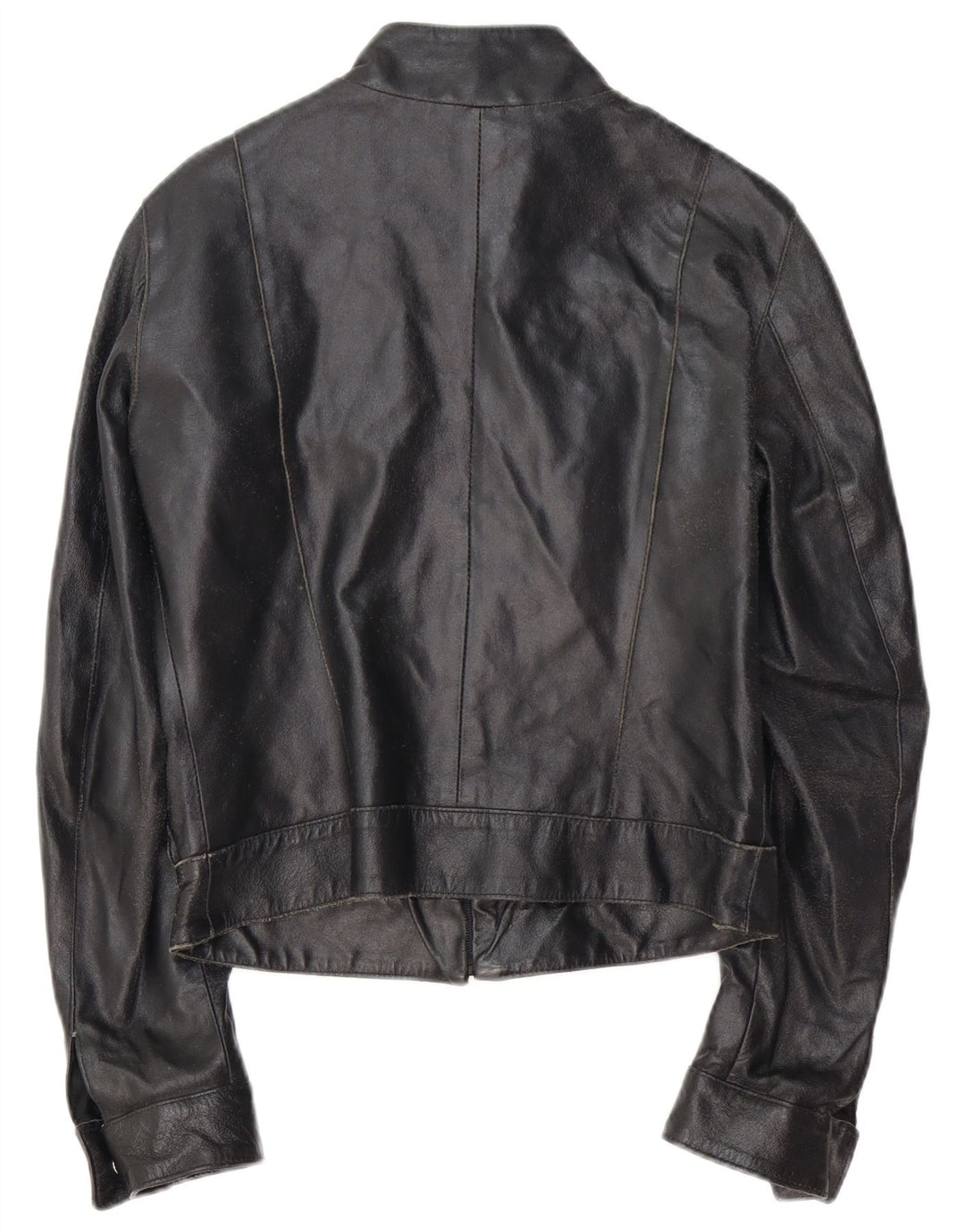 VINTAGE Женская кожаная куртка-гонщик IT 42 Medium Black Leather