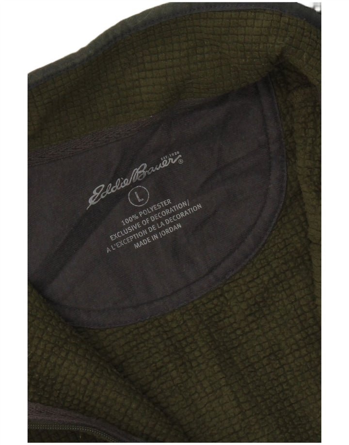 Мужской флисовый джемпер с воротником на молнии Eddie Bauer, большой зеленый полиэстер