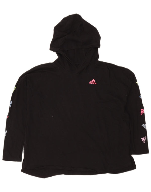 Женский джемпер свободного кроя Adidas с капюшоном UK 18 XL, черный хлопок