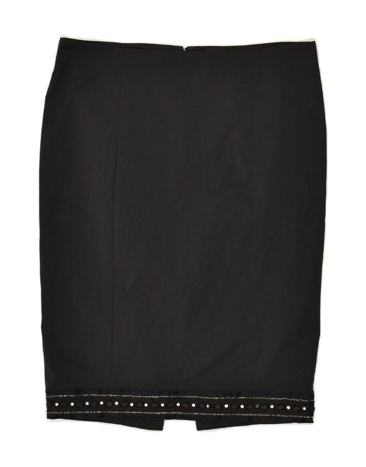 ROCCOBAROCCO Womens Pencil Skirt US 10 Large W32  Black Cotton | Vintage Roccobarocco | Thrift | Second-Hand Roccobarocco | Used Clothing | Messina Hembry 