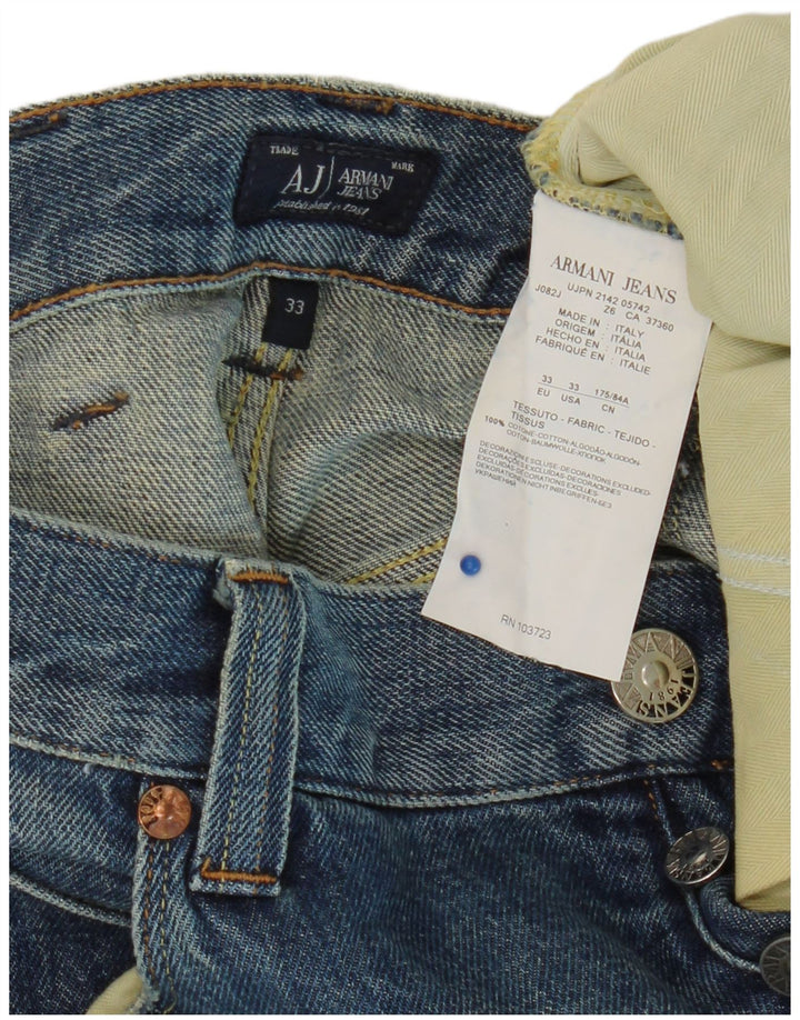 Мужские прямые джинсы ARMANI Regular W33 L34 синие, хлопок
