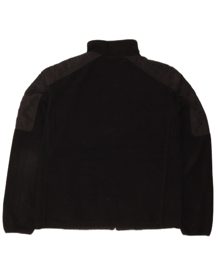 CALVIN KLEIN Womens Graphic Fleece Jacket UK 14 Medium Black Polyester