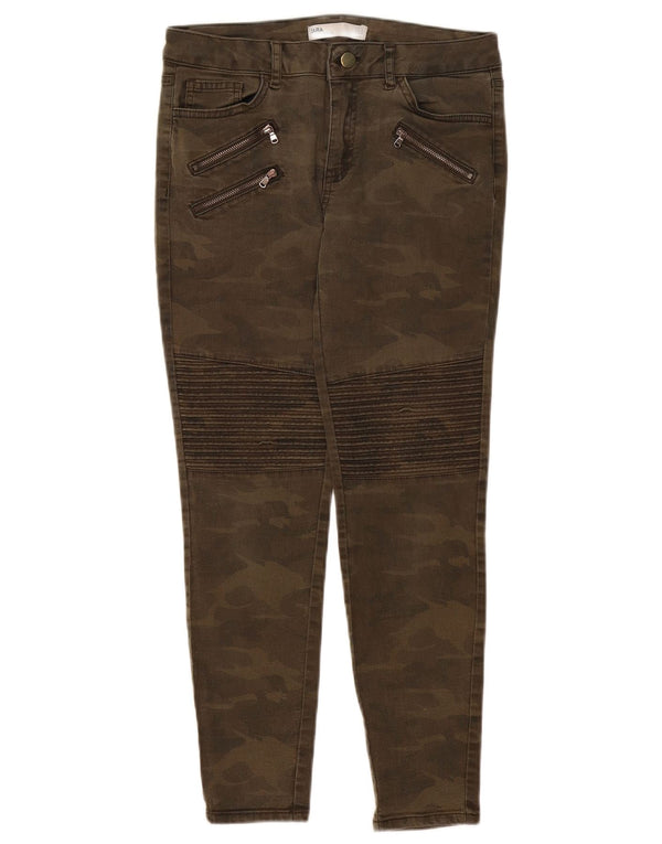 Женские узкие повседневные брюки Zara EU 38 Small W28 L26 Хаки Камуфляж