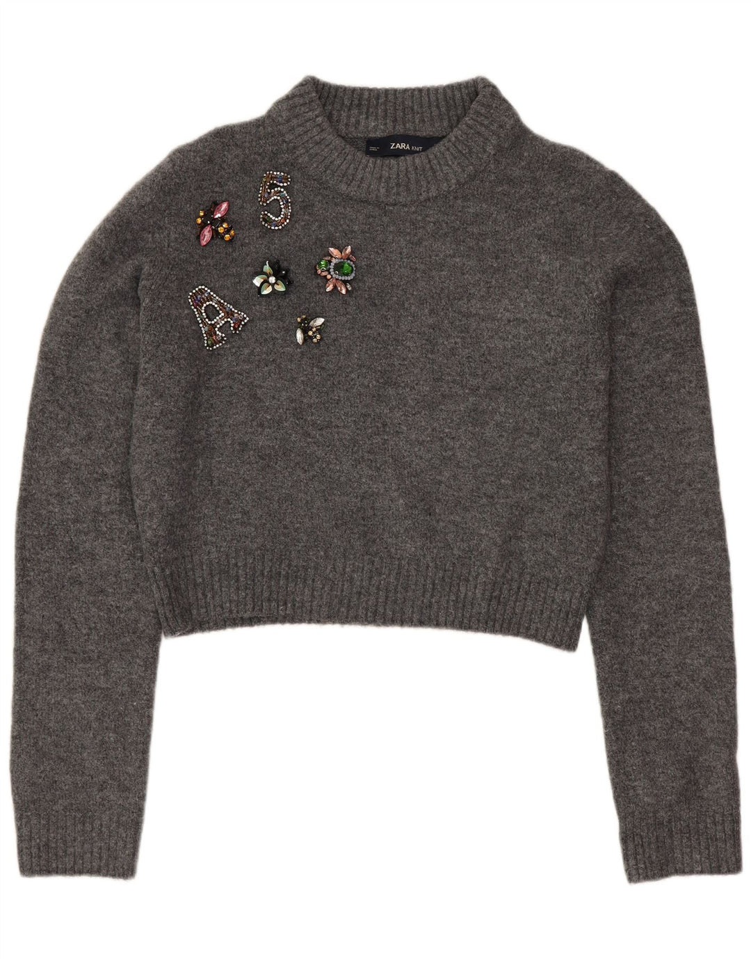 Женский свободный джемпер с круглым вырезом Zara UK 10, маленький серый цвет