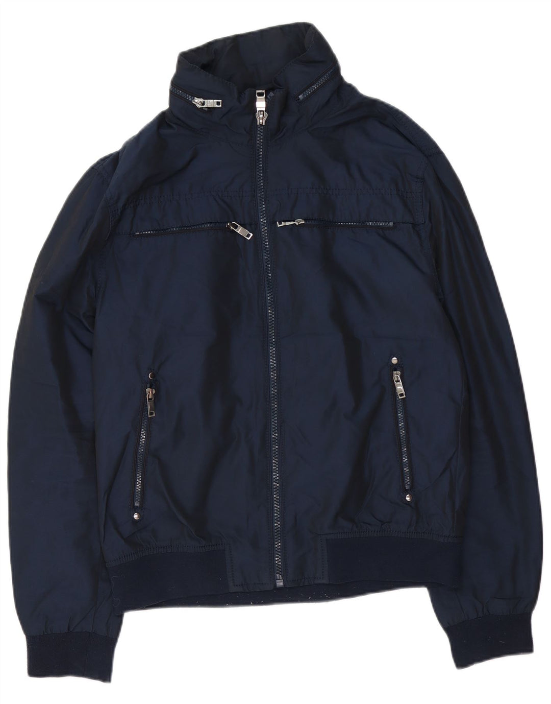Мужская куртка-бомбер с капюшоном Zara UK 42 XL, темно-синий полиэстер