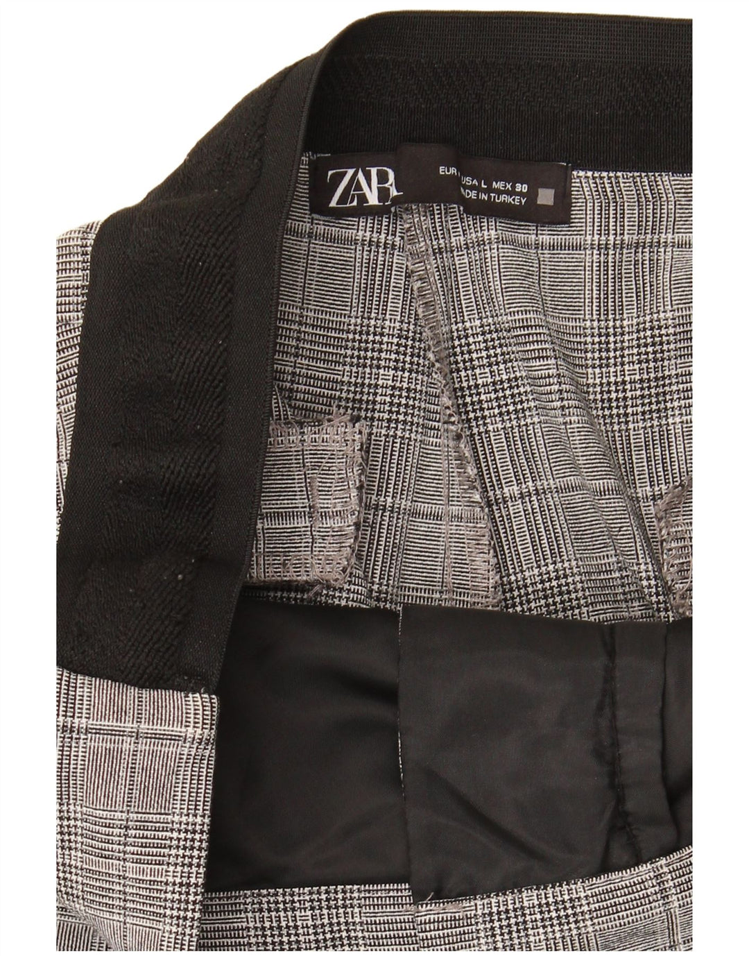 Женские укороченные брюки Zara большие W30 L25 серые в клетку