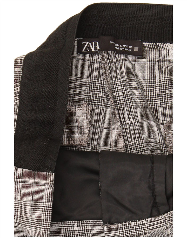 Женские укороченные брюки Zara большие W30 L25 серые в клетку