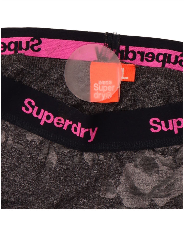 SUPERDRY Женские леггинсы с рисунком UK 14, большой размер, серый хлопок с цветочным принтом