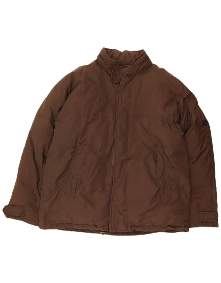 CALVIN KLEIN JEANS Мужская стеганая куртка с капюшоном UK 42 XL Коричневый нейлон