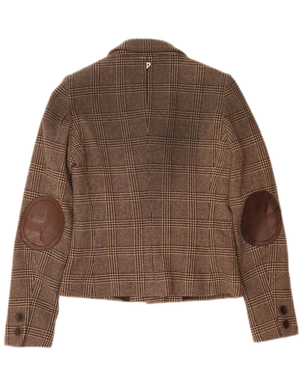 Dondup Женский пиджак на 6 пуговицах IT 42 Средне-коричневый, шерсть с узором «гусиные лапки»