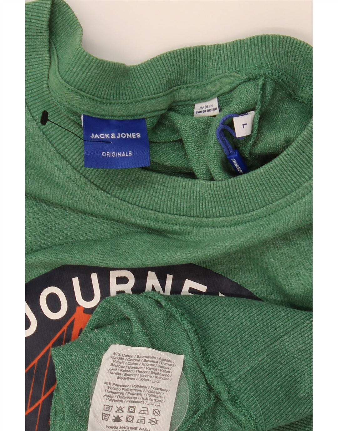 JACK & JONES Мужской свитшот с рисунком, большой зеленый хлопковый джемпер