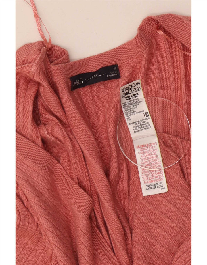 Женский удлиненный открытый кардиган Marks & Spencer UK 10, маленький розовый