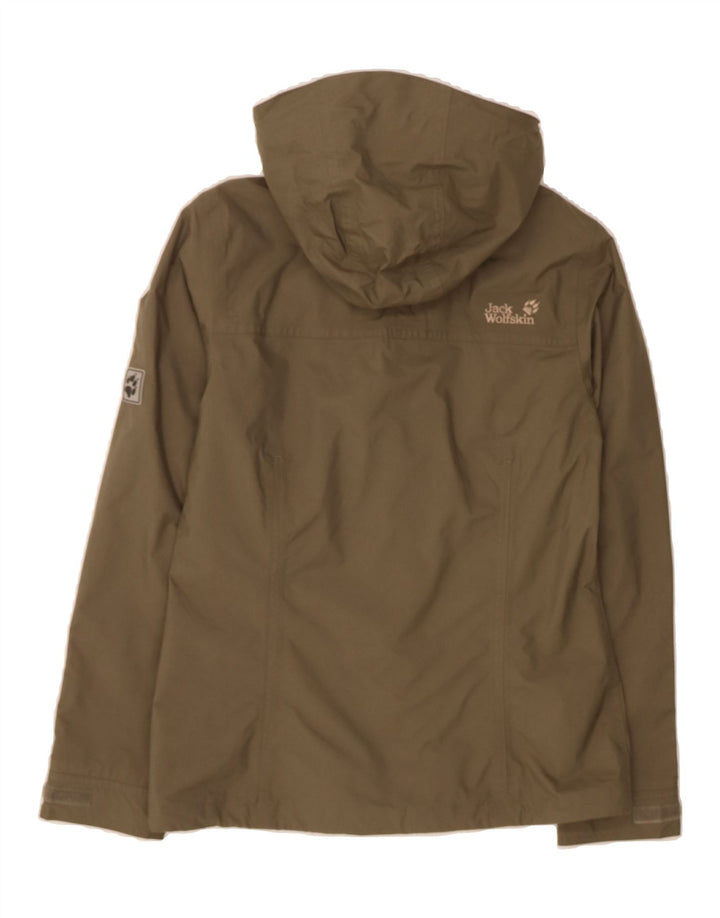JACK WOLFSKIN Womens Hooded Utility Jacket UK 10 Small Khaki Polyamide Vintage Jack Wolfskin and Second-Hand Jack Wolfskin from Messina Hembry 