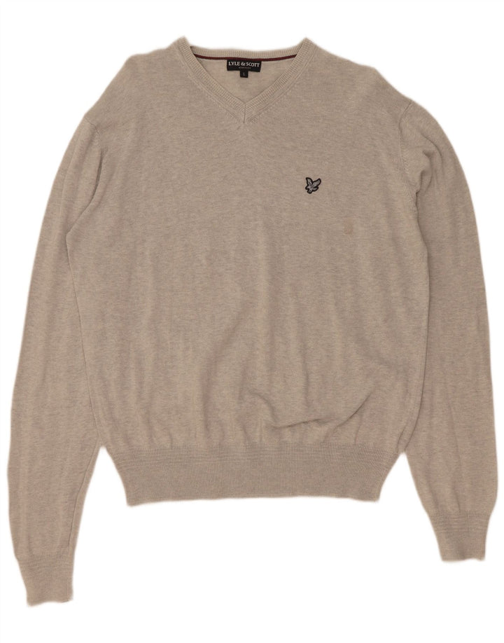 Мужской джемпер с v-образным вырезом Lyle & Scott Heritage, большой серый хлопковый свитер