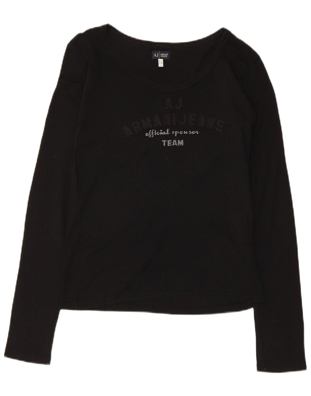 Женский топ с рисунком Armani UK 12, средний черный хлопок с длинным рукавом