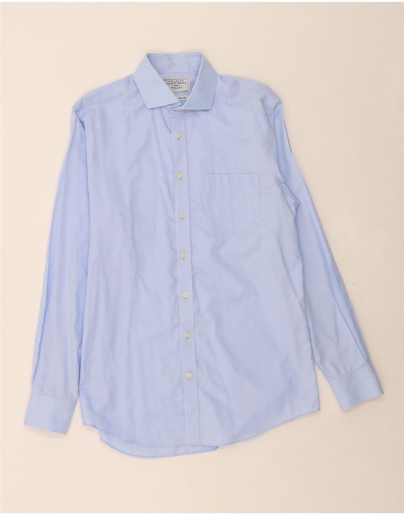 CHARLES TYRWHITT Mens Slim Fit Shirt Size 16 Large Blue Cotton Vintage Charles Tyrwhitt and Second-Hand Charles Tyrwhitt from Messina Hembry 