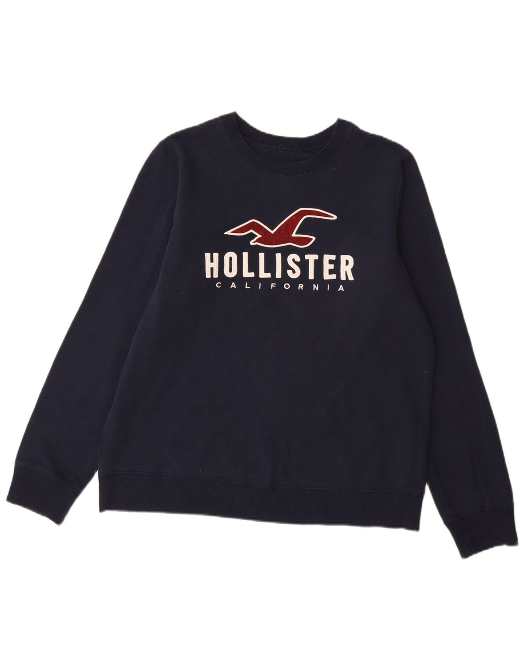 Мужской свитшот с рисунком Hollister, средний темно-синий хлопковый джемпер