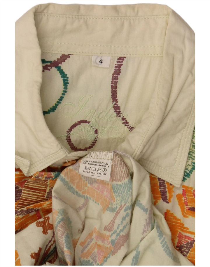 Винтажная мужская рубашка 2XL из хлопка белого цвета с геометрическим рисунком