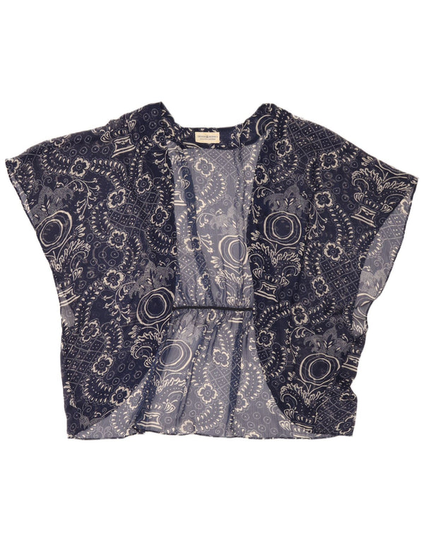 Ralph Lauren Womens See Through Cardigan Top One Size Navy Blue Floral