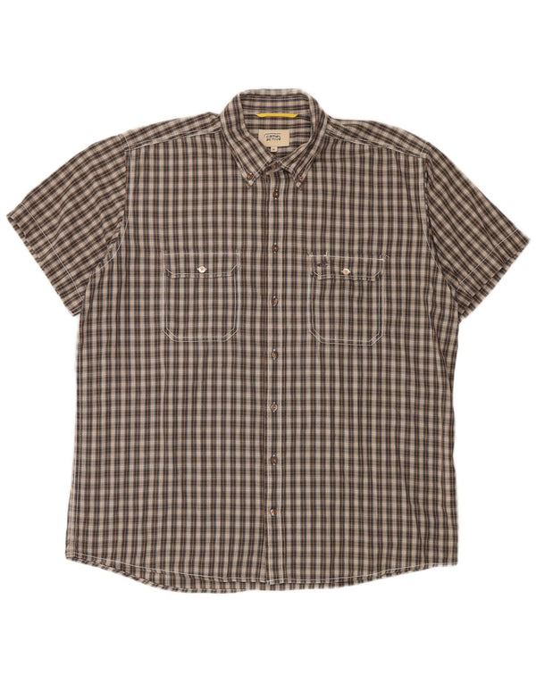 Мужская рубашка с коротким рукавом Camel Active XL, коричневая клетка, хлопок