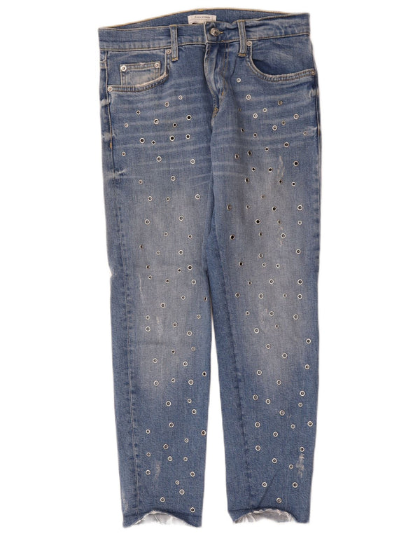 Женские узкие джинсы Zara EU 34 2XS W24 L26 Синие пятнистые