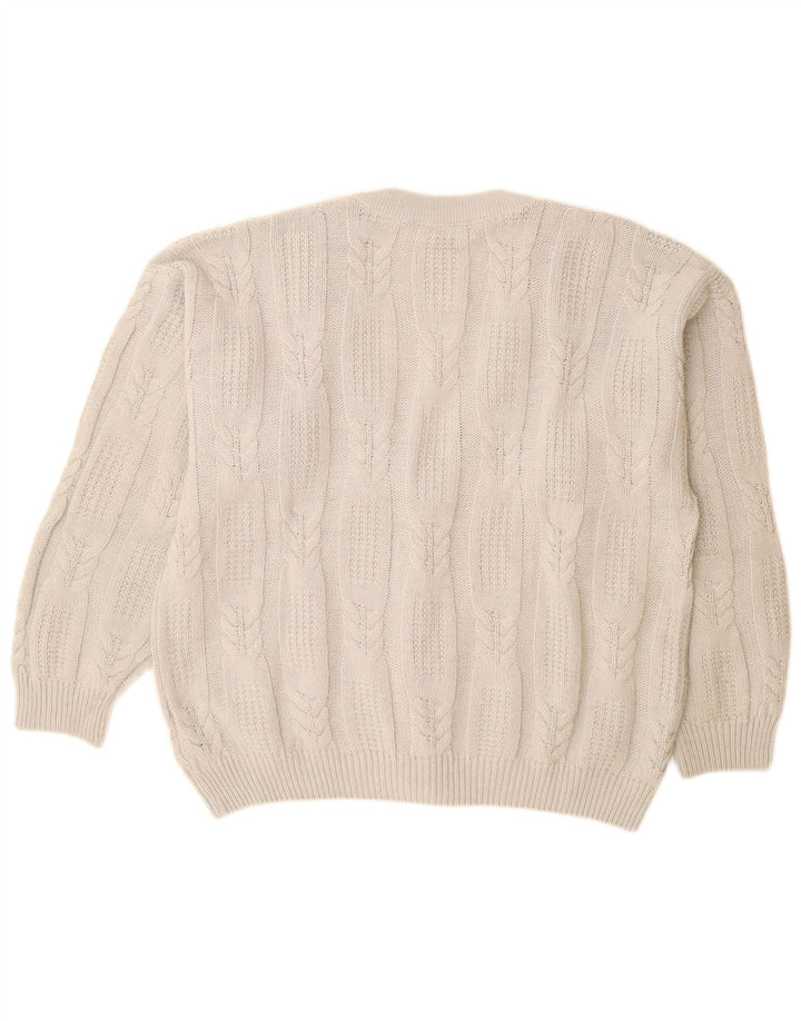 GIO FERRARI Мужской кардиган-свитер IT 52 Large Off White из шерсти альпаки