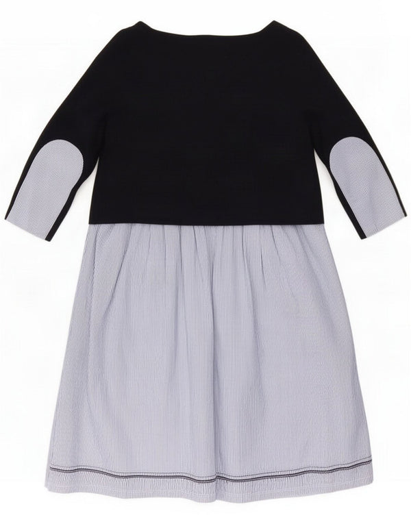 Cos Womens 3/4 Sleeve Basic Dress UK 6 XS Navy Blue Pinstripe Cotton