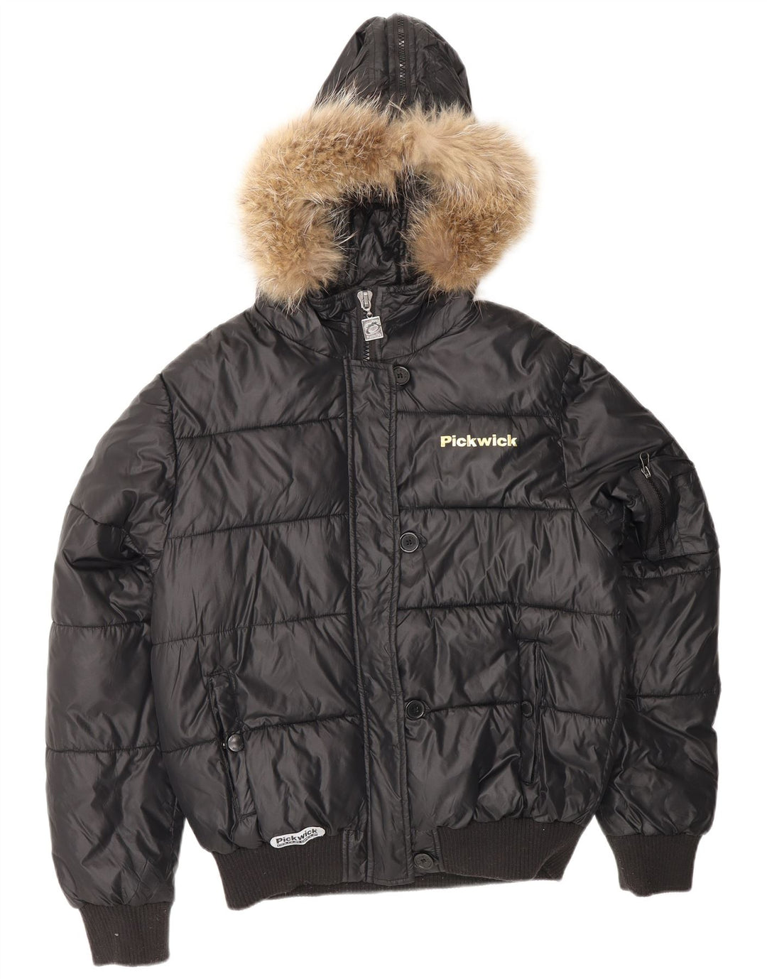 PICKWICK Женская стеганая куртка с капюшоном UK 18 XL, черный нейлон