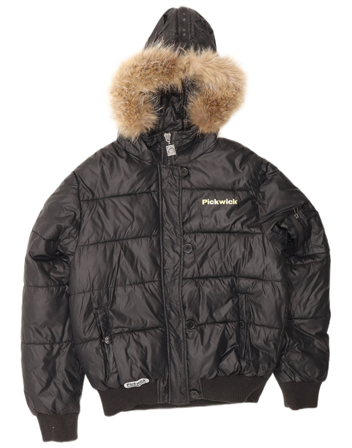 PICKWICK Женская стеганая куртка с капюшоном UK 18 XL, черный нейлон