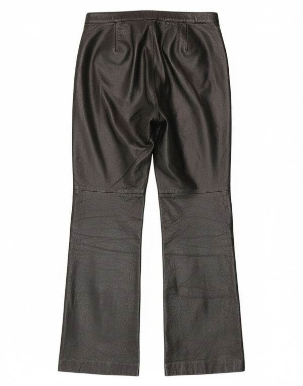 Винтажные женские кожаные брюки Bootcut IT 44 Medium W28 L30 Черные кожаные